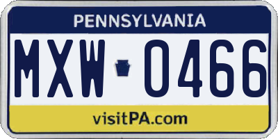 PA license plate MXW0466
