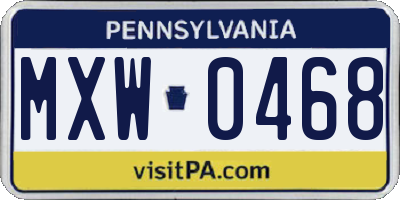 PA license plate MXW0468