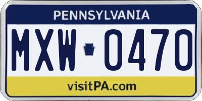 PA license plate MXW0470