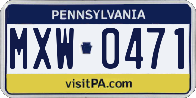 PA license plate MXW0471