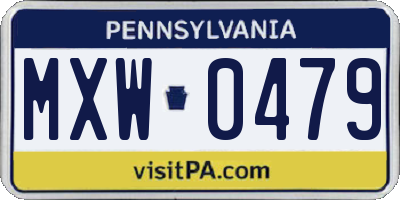 PA license plate MXW0479