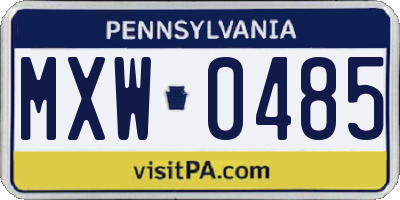 PA license plate MXW0485