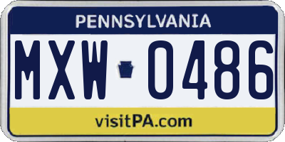 PA license plate MXW0486