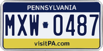 PA license plate MXW0487