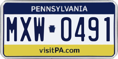 PA license plate MXW0491