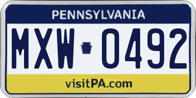 PA license plate MXW0492