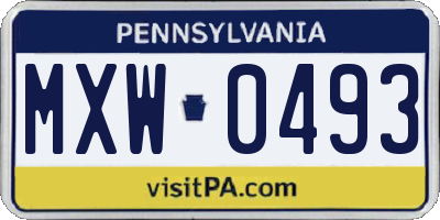 PA license plate MXW0493