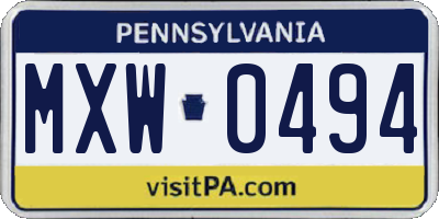 PA license plate MXW0494