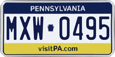 PA license plate MXW0495