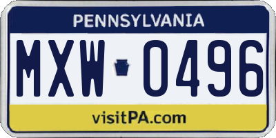 PA license plate MXW0496