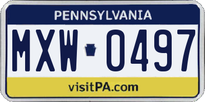 PA license plate MXW0497