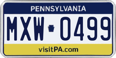PA license plate MXW0499
