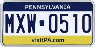 PA license plate MXW0510
