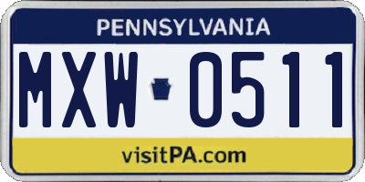 PA license plate MXW0511
