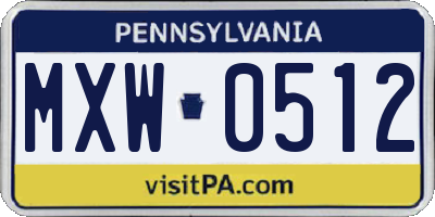 PA license plate MXW0512