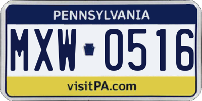 PA license plate MXW0516