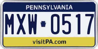 PA license plate MXW0517