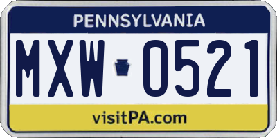 PA license plate MXW0521