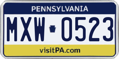 PA license plate MXW0523