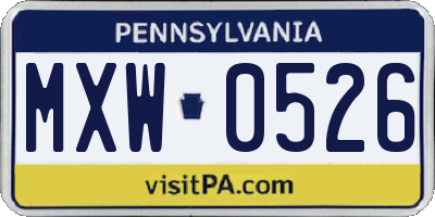 PA license plate MXW0526