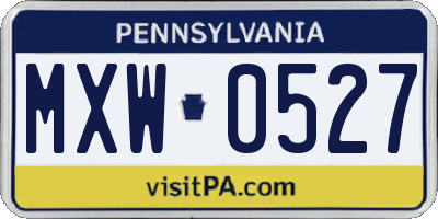 PA license plate MXW0527