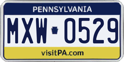 PA license plate MXW0529