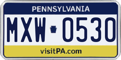 PA license plate MXW0530