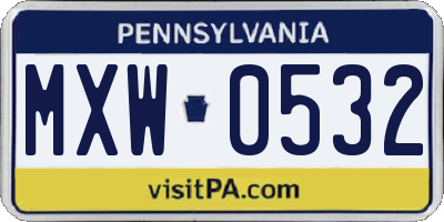 PA license plate MXW0532