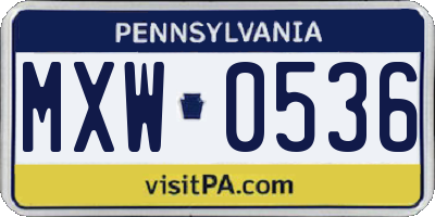 PA license plate MXW0536