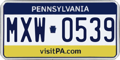 PA license plate MXW0539