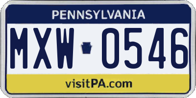 PA license plate MXW0546