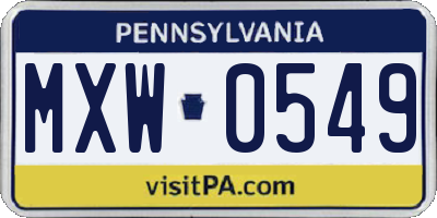 PA license plate MXW0549