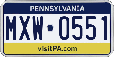 PA license plate MXW0551