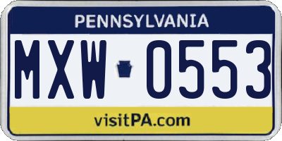 PA license plate MXW0553