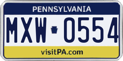 PA license plate MXW0554