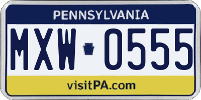 PA license plate MXW0555