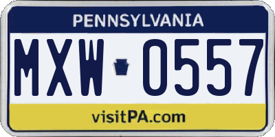 PA license plate MXW0557