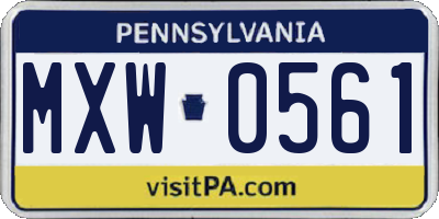 PA license plate MXW0561