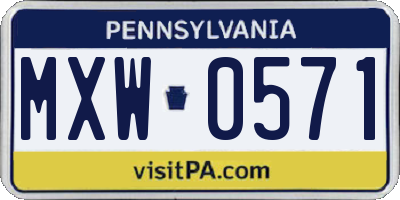 PA license plate MXW0571