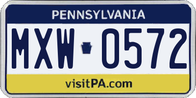 PA license plate MXW0572