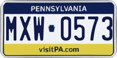 PA license plate MXW0573