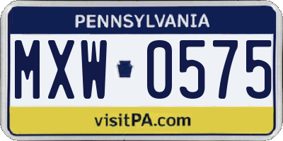PA license plate MXW0575