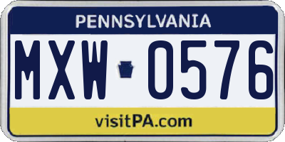 PA license plate MXW0576