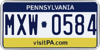 PA license plate MXW0584