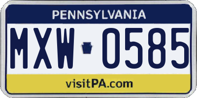 PA license plate MXW0585