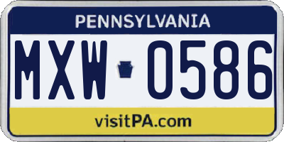 PA license plate MXW0586