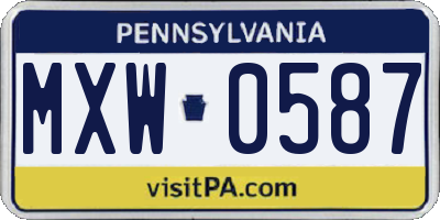 PA license plate MXW0587