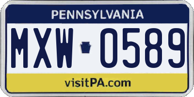 PA license plate MXW0589