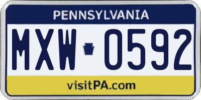 PA license plate MXW0592