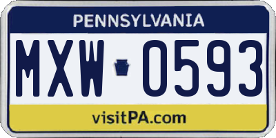PA license plate MXW0593